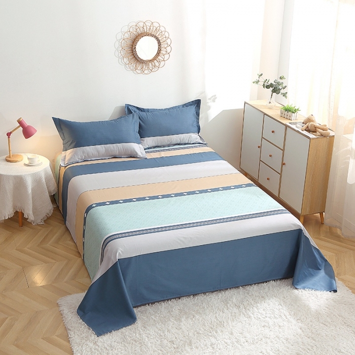 91家纺网 家纺一手货源 找家纺 晶缦 2022新款全棉12868全棉印花套件萌新系列单床单绅度湖绿