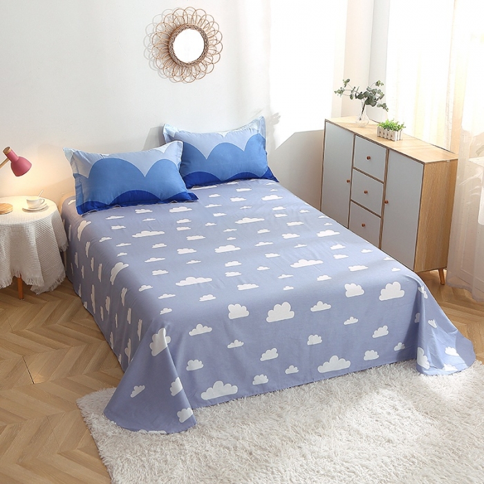 91家纺网 家纺一手货源 找家纺 晶缦 2022新款全棉12868全棉印花套件萌新系列单床单天空之境