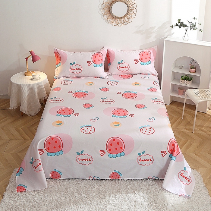 91家纺网 家纺一手货源 找家纺 晶缦 2022新款全棉12868全棉印花套件萌新系列单床单元气草莓