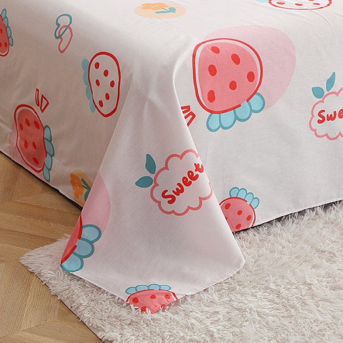 91家纺网 家纺一手货源 找家纺 晶缦 2022新款全棉12868全棉印花套件萌新系列单床单元气草莓