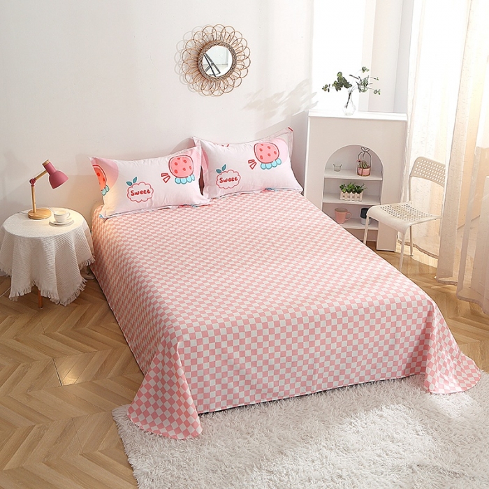 91家纺网 家纺一手货源 找家纺 晶缦 2022新款全棉12868全棉印花套件萌新系列单床单元气草莓