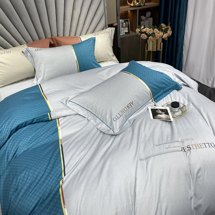 91家纺网 家纺一手货源 找家纺 2022全棉磨毛高定刺绣四件套_绅调系列