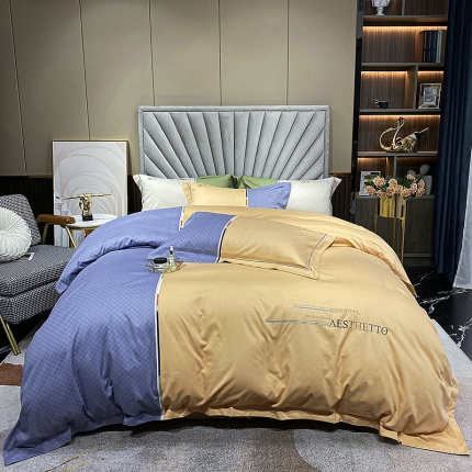 91家纺网 家纺一手货源 找家纺 2022全棉磨毛高定刺绣四件套_绅调系列