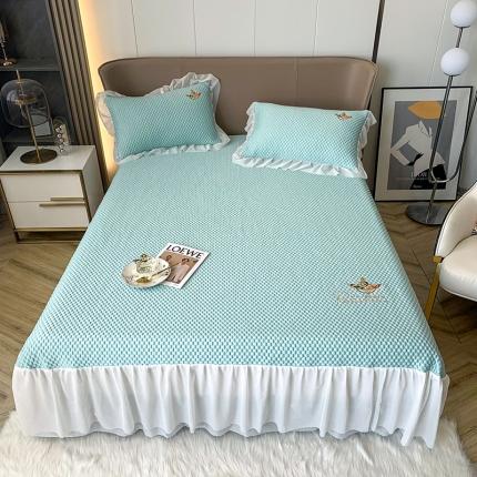 91家纺网 家纺一手货源 找家纺 澳洲羽 2024新款冰豆墩凉感床裙凉席 冰豆墩-绿