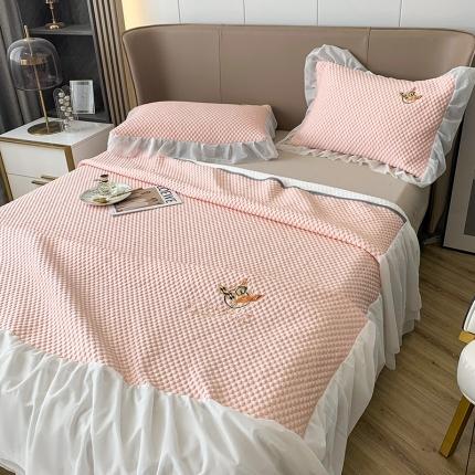 澳洲羽 2024新款冰豆墩凉感床裙凉席 冰豆墩-粉
