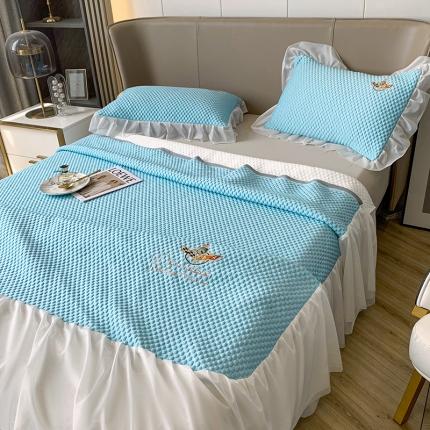 澳洲羽 2024新款冰豆墩凉感床裙凉席 冰豆墩-海风蓝