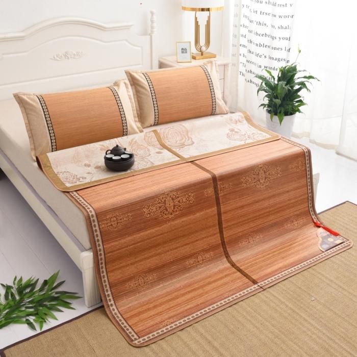 91家纺网 家纺一手货源 找家纺 2024新款双面竹席冰丝席竹凉席学生宿舍席子凉席  幸福结