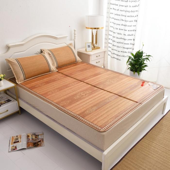 91家纺网 家纺一手货源 找家纺 2024新款双面竹席冰丝席竹凉席学生宿舍席子凉席  幸福结