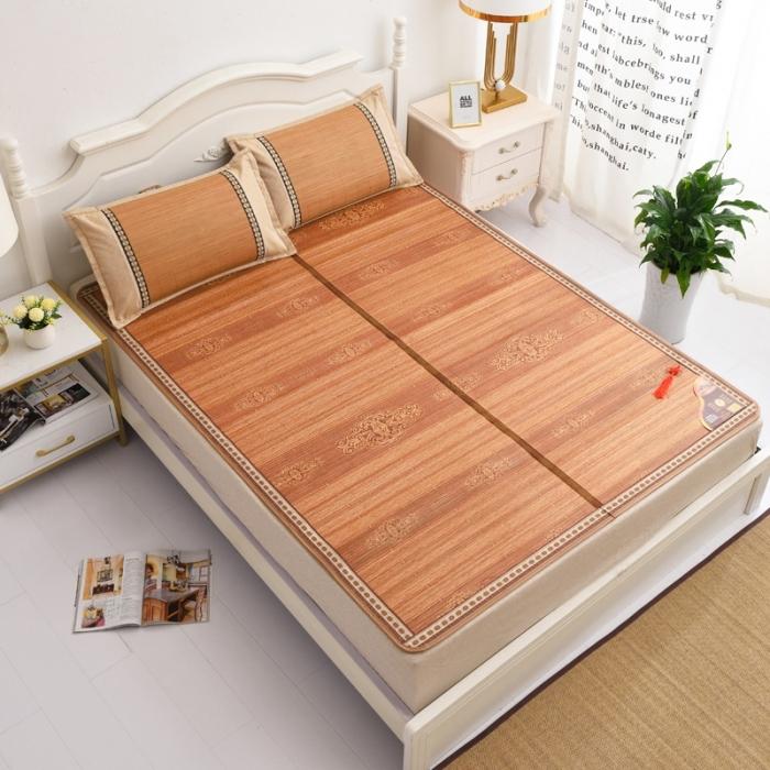 91家纺网 家纺一手货源 找家纺 2024新款双面竹席冰丝席竹凉席学生宿舍席子凉席  幸福结