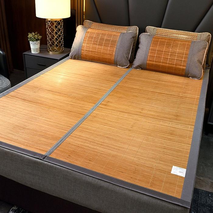 91家纺网 家纺一手货源 找家纺 2024新款双面竹席冰丝席竹凉席学生宿舍席子凉席 素格碳化