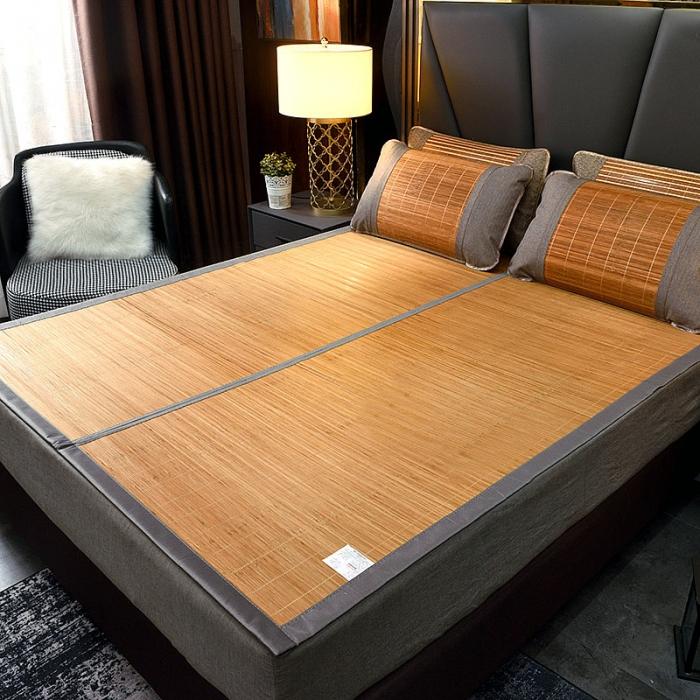 91家纺网 家纺一手货源 找家纺 2024新款双面竹席冰丝席竹凉席学生宿舍席子凉席 素格碳化