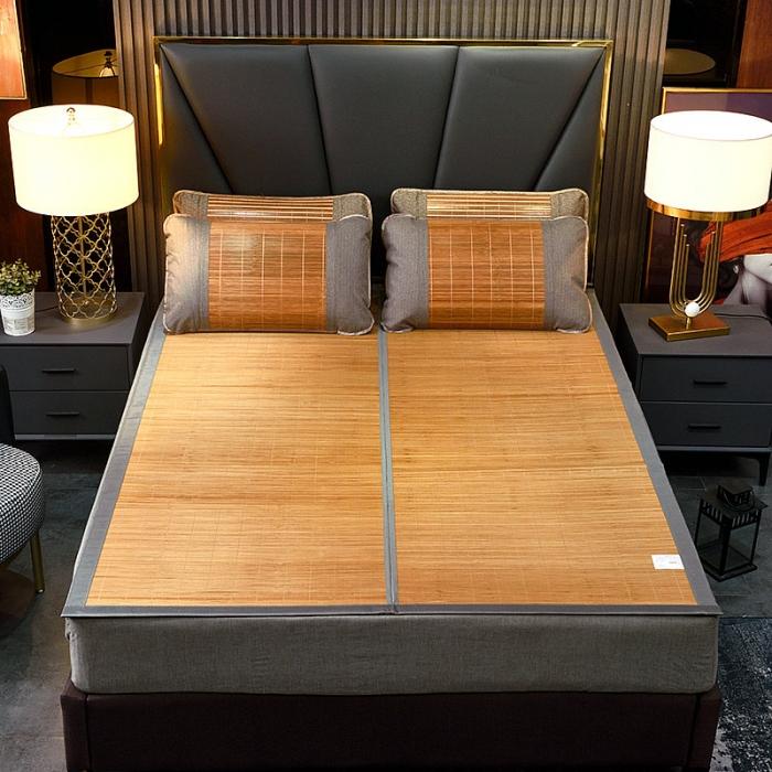 91家纺网 家纺一手货源 找家纺 2024新款双面竹席冰丝席竹凉席学生宿舍席子凉席 素格碳化