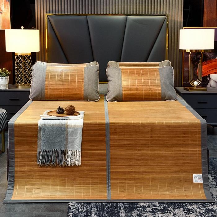 91家纺网 家纺一手货源 找家纺 2024新款双面竹席冰丝席竹凉席学生宿舍席子凉席 素格碳化