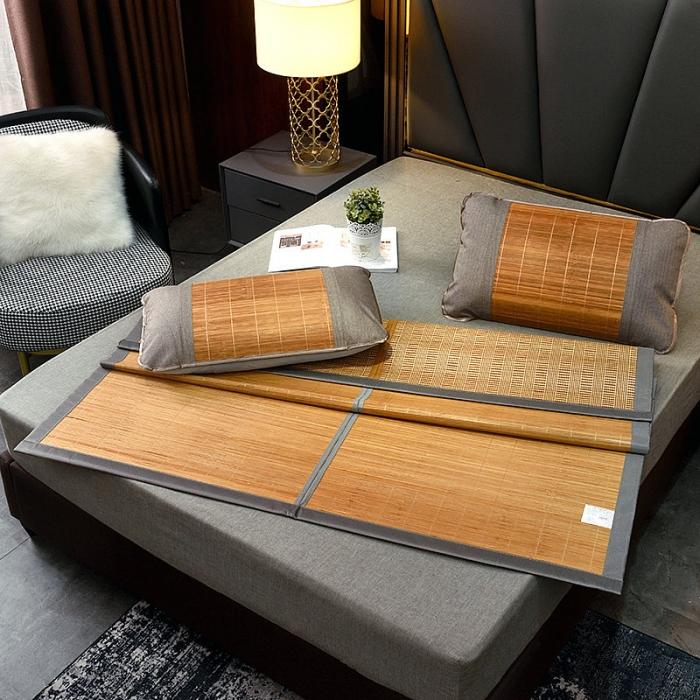 91家纺网 家纺一手货源 找家纺 2024新款双面竹席冰丝席竹凉席学生宿舍席子凉席 素格碳化