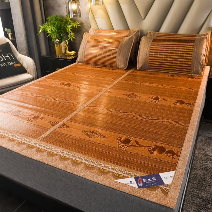 91家纺网 家纺一手货源 找家纺 2024新款双面印花竹席冰丝席竹凉席学生宿舍席子凉席