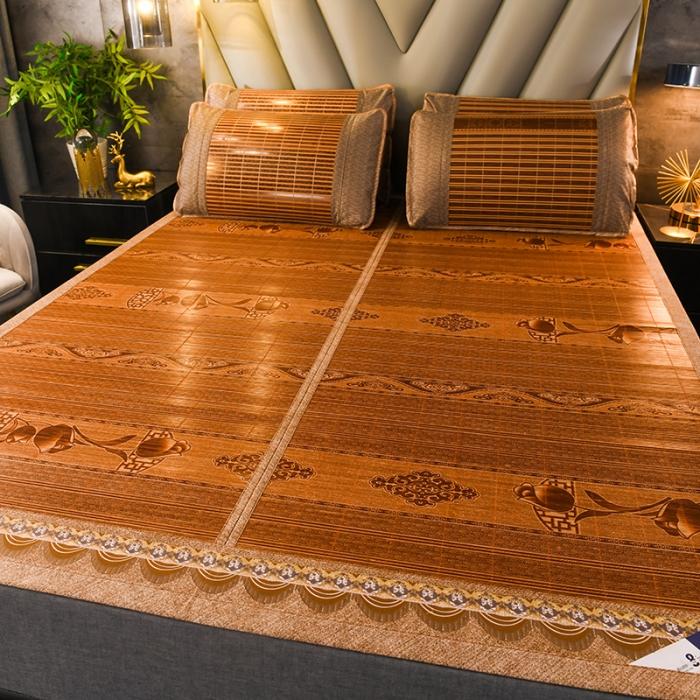 91家纺网 家纺一手货源 找家纺 2024新款双面印花竹席冰丝席竹凉席学生宿舍席子凉席