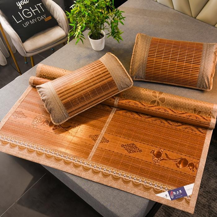 91家纺网 家纺一手货源 找家纺 2024新款双面印花竹席冰丝席竹凉席学生宿舍席子凉席