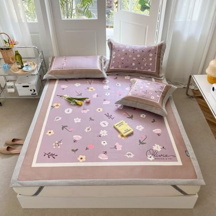 本希 2022高端数码印花水洗冰丝床席款-法式简约 秘密花园