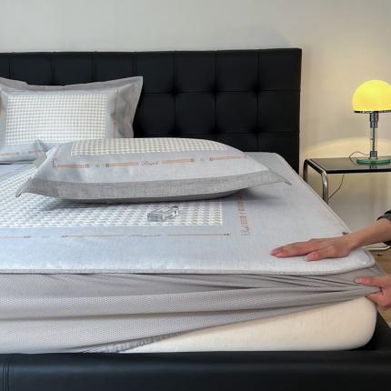 本希 2022高端数码印花水洗冰丝席床笠款-法式简约系列 爱马仕千鸟格