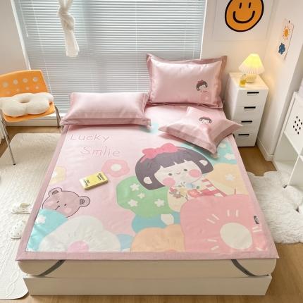 91家纺网 家纺一手货源 找家纺 （总）本希 2022新款水洗数码印花卡通简约冰丝席床席款