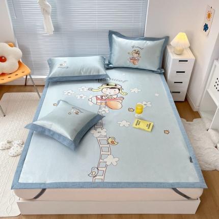 91家纺网 家纺一手货源 找家纺 （总）本希 2022新款水洗数码印花卡通简约冰丝席床席款