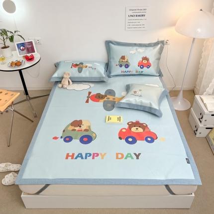 91家纺网 家纺一手货源 找家纺 （总）本希 2022新款水洗数码印花卡通简约冰丝席床席款