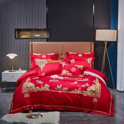 91家纺网 家纺一手货源 找家纺 高大尚 2022新款长绒棉提花婚庆-儿孙满堂