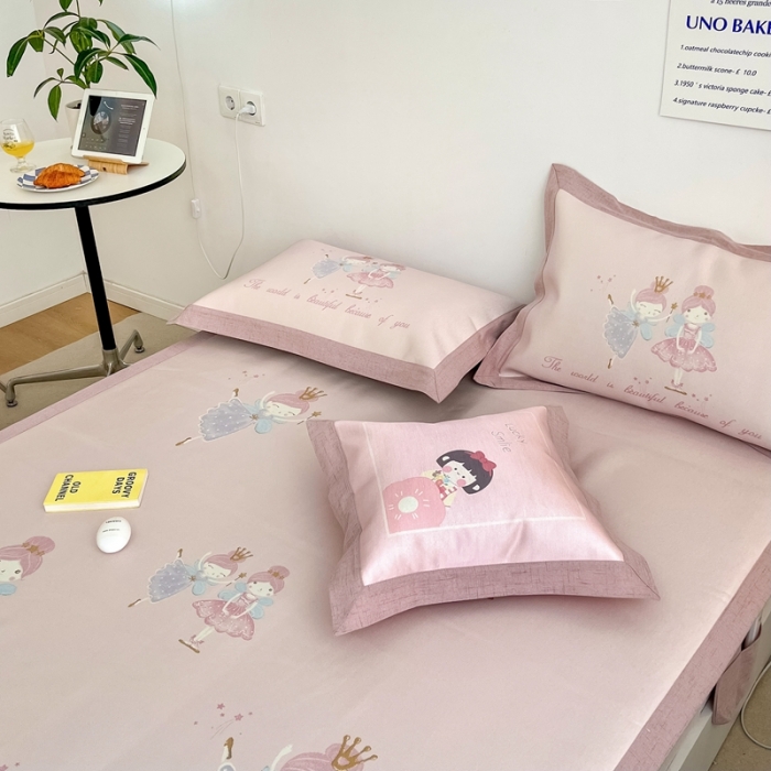 91家纺网 家纺一手货源 找家纺 本希 2022新款水洗数码印花卡通简约冰丝席床席款 芭蕾舞女孩