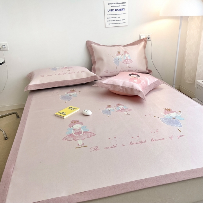 91家纺网 家纺一手货源 找家纺 本希 2022新款水洗数码印花卡通简约冰丝席床席款 芭蕾舞女孩