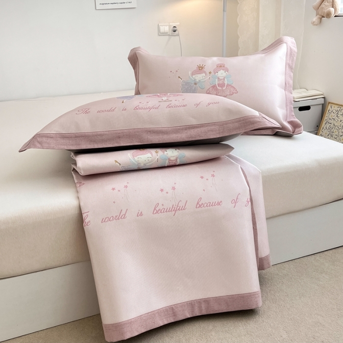 91家纺网 家纺一手货源 找家纺 本希 2022新款水洗数码印花卡通简约冰丝席床席款 芭蕾舞女孩