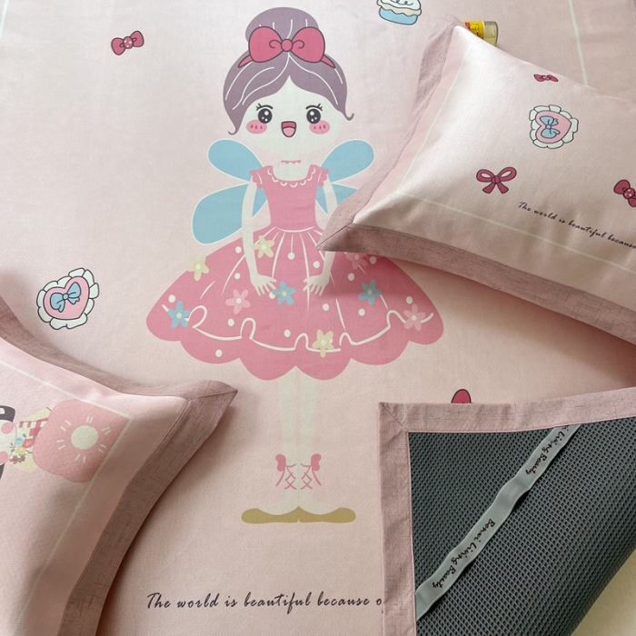 91家纺网 家纺一手货源 找家纺 本希 2022新款水洗数码印花卡通简约冰丝席床席款 芭蕾仙子