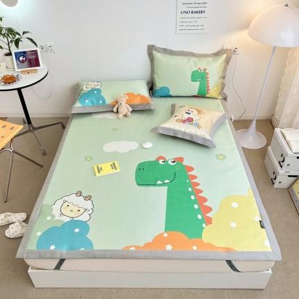 本希 2022新款水洗数码印花卡通简约冰丝席床席款 恐龙世界