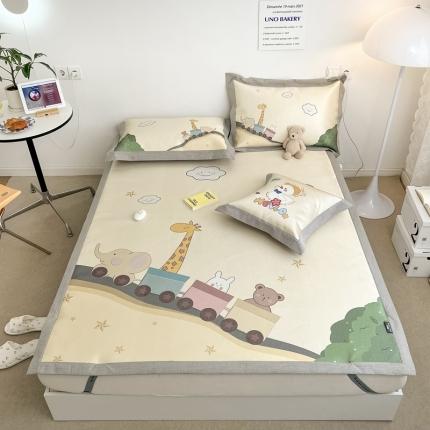 本希 2022新款水洗数码印花卡通简约冰丝席床席款 快乐小火车