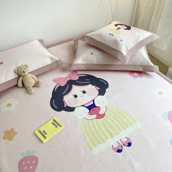 91家纺网 家纺一手货源 找家纺 本希 2022新款水洗数码印花卡通简约冰丝席床席款 苹果公主