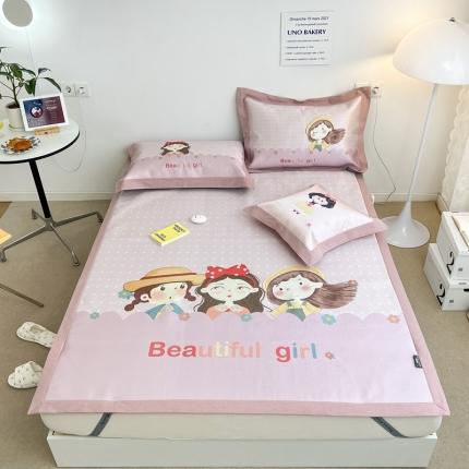 本希 2022新款水洗数码印花卡通简约冰丝席床席款 甜心女孩