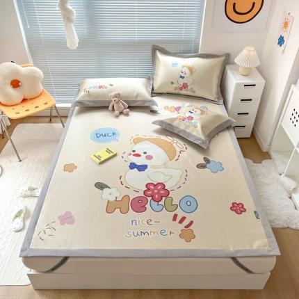 本希 2022新款水洗数码印花卡通简约冰丝席床席款 小黄鸭