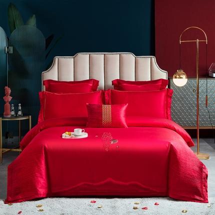 91家纺网 家纺一手货源 找家纺 高大尚 2022新款长绒棉婚庆多件套-心愿流光