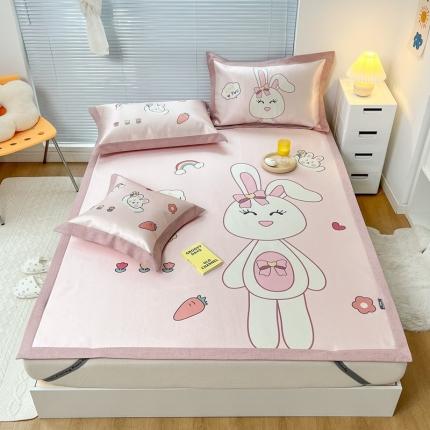 本希 2022新款水洗数码印花卡通简约冰丝席床席款 长耳朵嘟嘟