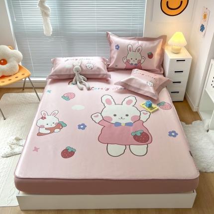 91家纺网 家纺一手货源 找家纺 （总）本希 2022新款水洗数码印花卡通简约冰丝席床笠款