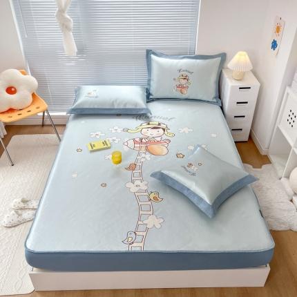 91家纺网 家纺一手货源 找家纺 （总）本希 2022新款水洗数码印花卡通简约冰丝席床笠款