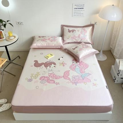 91家纺网 家纺一手货源 找家纺 （总）本希 2022新款水洗数码印花卡通简约冰丝席床笠款