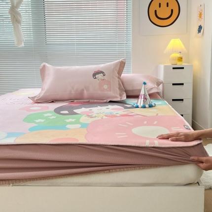 本希 2022新款水洗数码印花卡通简约冰丝席床笠款 茶茶妹妹