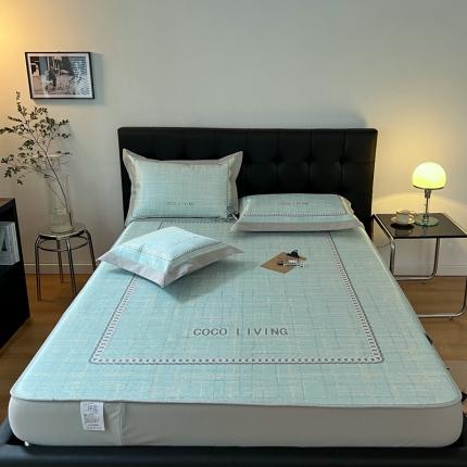 91家纺网 家纺一手货源 找家纺 （总）本希 2022新款数码印花水洗冰丝席床笠款-小香风轻奢