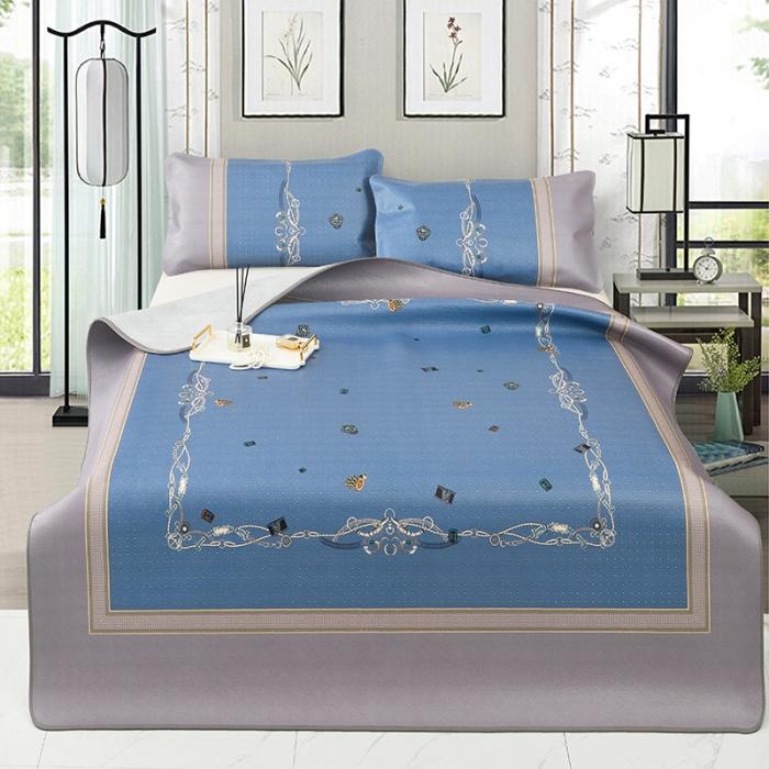 91家纺网 家纺一手货源 找家纺 头层彩绘牛皮席 三件套 水牛皮 牛皮凉席 头层 彩绘凉席