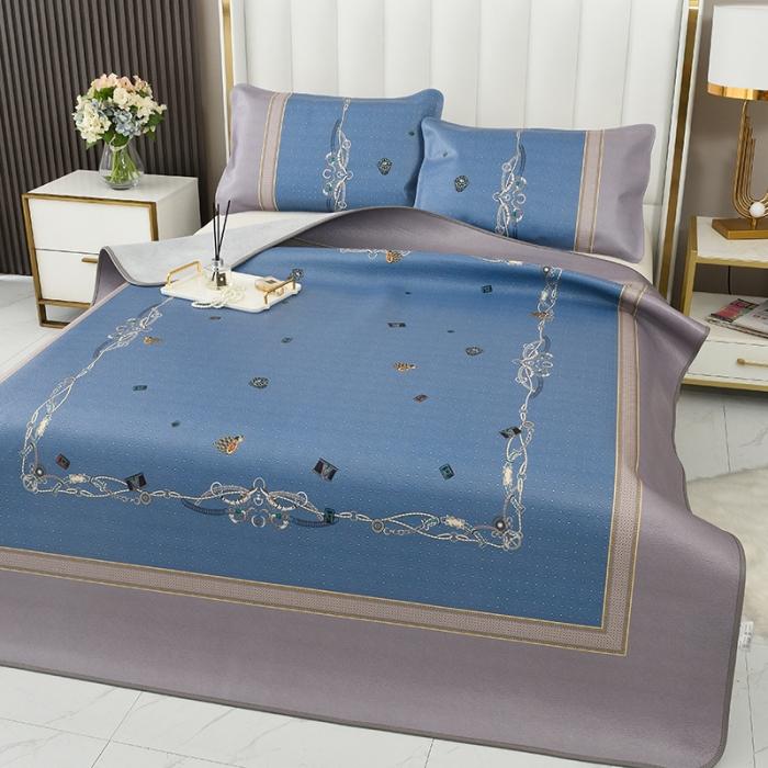 91家纺网 家纺一手货源 找家纺 头层彩绘牛皮席 三件套 水牛皮 牛皮凉席 头层 彩绘凉席