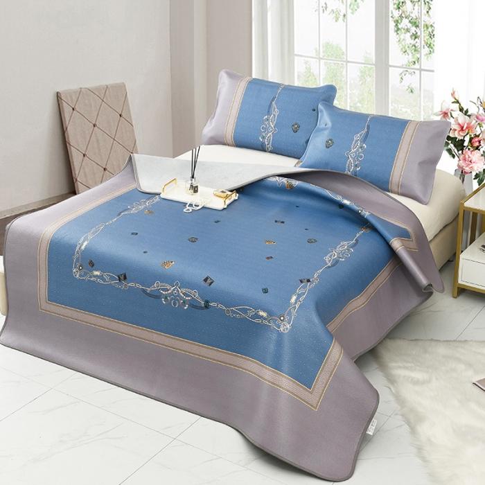 91家纺网 家纺一手货源 找家纺 头层彩绘牛皮席 三件套 水牛皮 牛皮凉席 头层 彩绘凉席