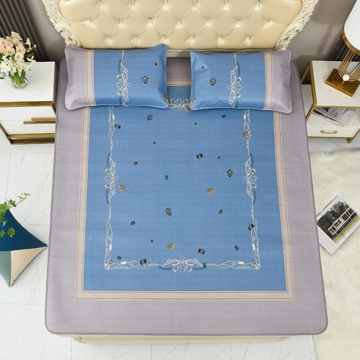 91家纺网 家纺一手货源 找家纺 头层彩绘牛皮席 三件套 水牛皮 牛皮凉席 头层 彩绘凉席