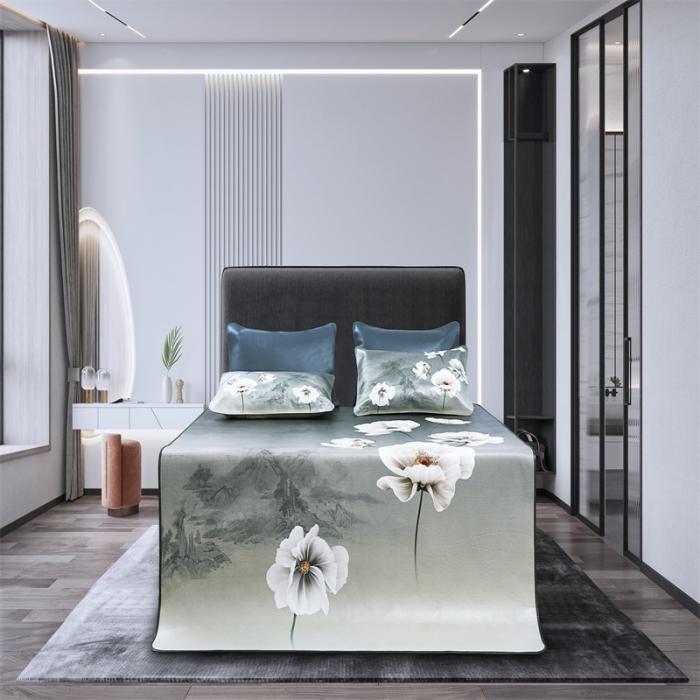 91家纺网 家纺一手货源 找家纺 头层彩绘牛皮席 三件套 水牛皮 牛皮凉席 头层 彩绘凉席