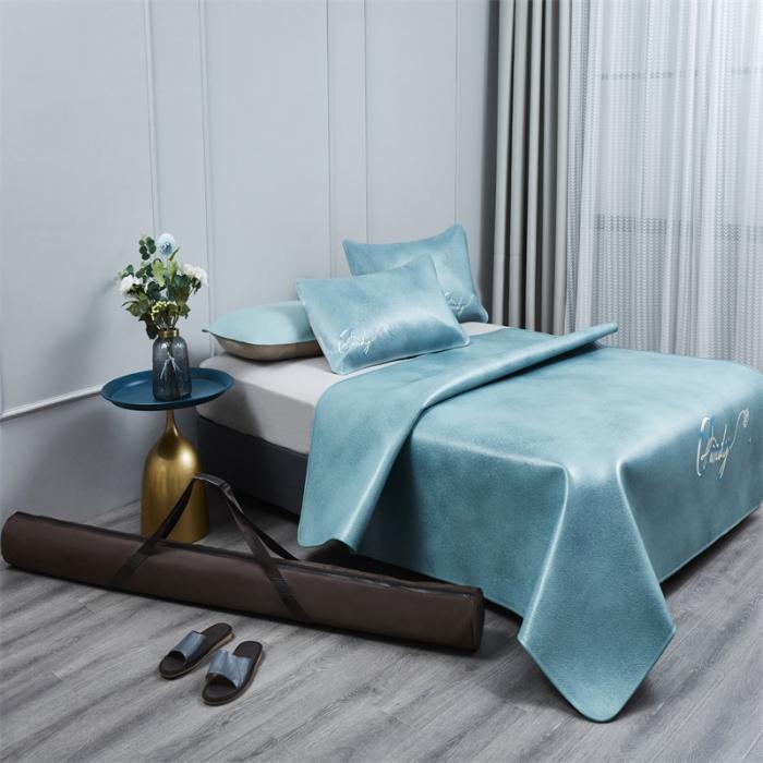 91家纺网 家纺一手货源 找家纺 头层彩绘牛皮席 三件套 水牛皮 牛皮凉席 头层 彩绘凉席