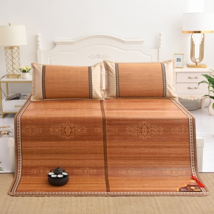 91家纺网 家纺一手货源 找家纺 2024新款双面竹席冰丝席竹凉席学生宿舍席子凉席  幸福结